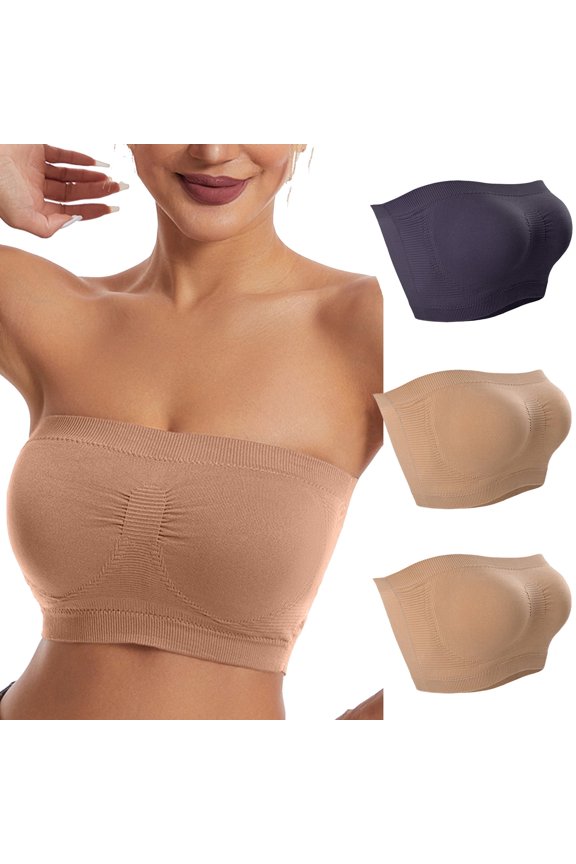 Womens Bras,Strapless Bra,Bras for Women,Stretch Fabric,Breathable,Solid,Nylon,Spandex,Gray,M(US:6)