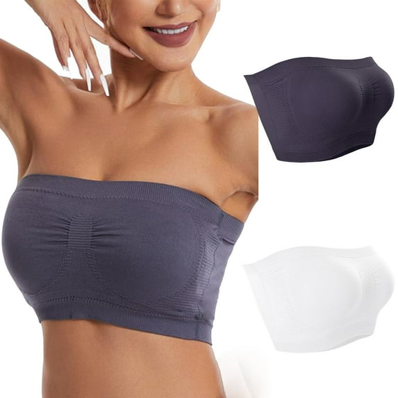 ATENAR Womens Bras,Strapless Bra,Bras for Women,Stretch Fabric,Breathable,Solid,Nylon,Spandex,White,M(US:6)
