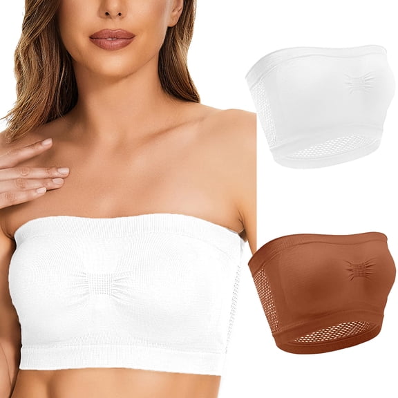 ATENAR Womens Bras,Strapless Bra,Bras for Women,Stretch Fabric,Breathable,Solid,Nylon,Spandex,White,S(US:4)