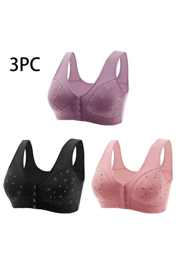 Supportive Bras for Women,Wireless Bras for Women,Bras for Women,Breathable,Comfort Fit,Printed,Nylon,Spandex,Purple,5XL