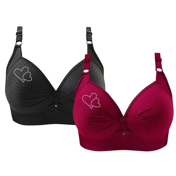 ATENAR Womens Bras,Wireless Bras for Women,Bras for Women,Breathable,Comfort Fit,Solid,Nylon,Red,M(US:8)