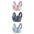 thumbnail image 1 of ATENAR Womens Bras,Wireless Bras for Women,Bras for Women,Breathable,Comfort Fit,Solid,Nylon,Spandex,Pink,gray,Blue,5XL(US:18), 1 of 3