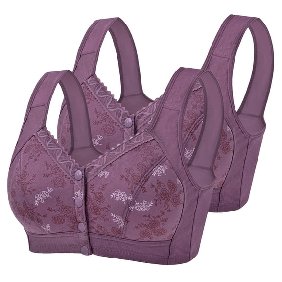 ATENAR Supportive Bras for Women,Wireless Bras for Women,Bras for Women,Breathable,Comfort Fit,Solid,Nylon,Spandex,Purple,3XL(US:14)