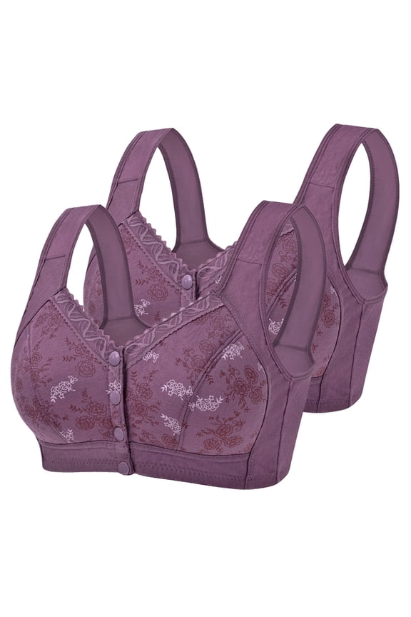 Supportive Bras for Women,Wireless Bras for Women,Bras for Women,Breathable,Comfort Fit,Solid,Nylon,Spandex,Purple,3XL(US:14)