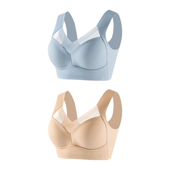 ATENAR Womens Bras,Wireless Bras for Women,Bras for Women,Comfort Fit,Soft,Solid,Nylon,Spandex,Beige,4XL(US:16)