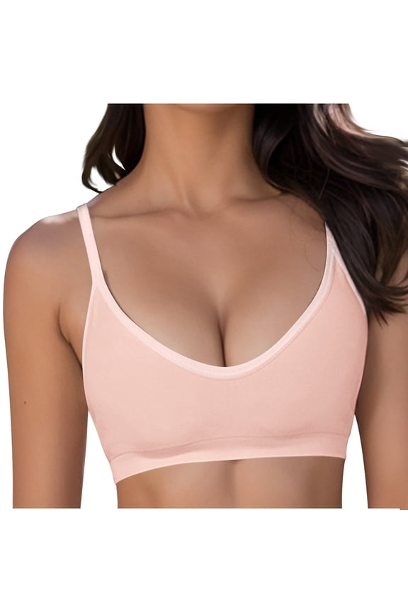 Womens Bras,Wireless Bras for Women,Bras for Women,Comfort Fit,Soft,Solid,Nylon,Spandex,Pink,L(US:8)
