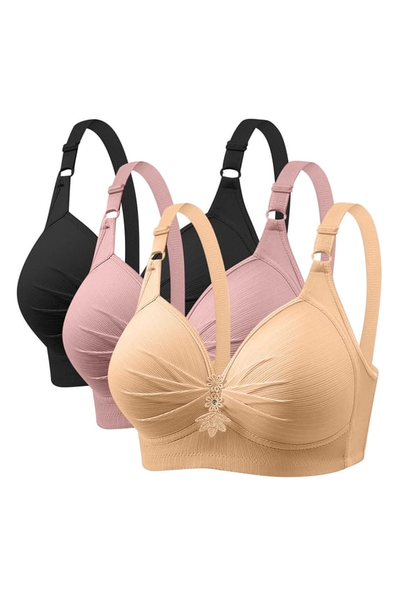 Womens Bras,Wireless Bras for Women,Bras for Women,Soft,Stretch Fabric,Solid,Nylon,Multicolor,2XL(US:14)