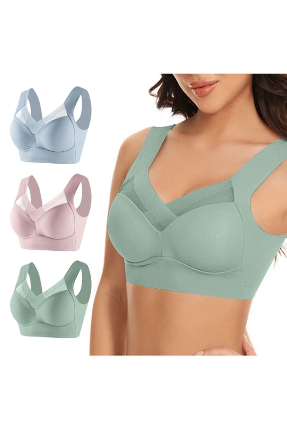 Womens Bras,Wireless Bras for Women,Bras for Women,Soft,Stretch Fabric,Solid,Nylon,Spandex,Green,4XL(US:16)