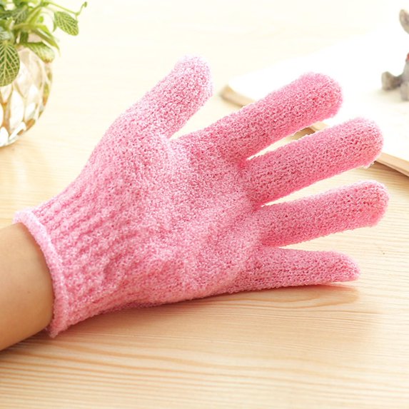 WJHWSX Shower Gloves Exfoliating for Women,Shower Gloves,100%Polyester,Body Massage,Pink