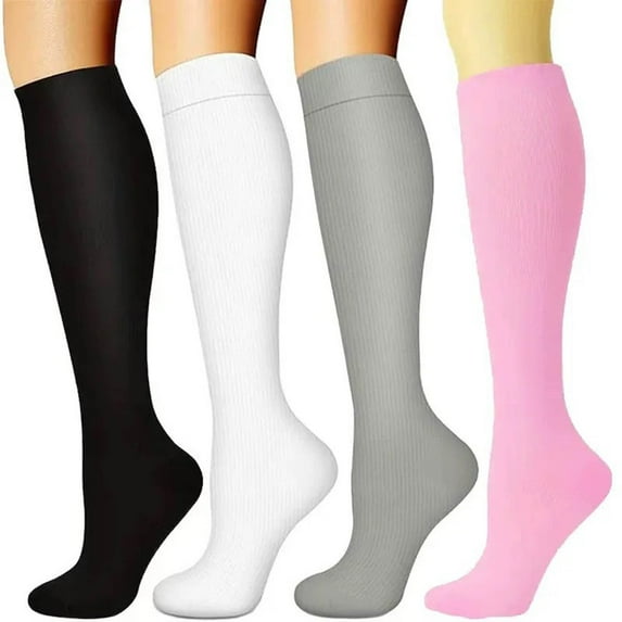 ATENAR 4PC Socks for Women,Womens Compression Socks,Supportive,Moisture Wicking,Cotton,Black,L/XL