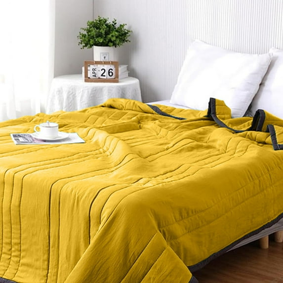 WJHWSX Summer Comforter,Weighted Cooling Blanket,Cooling Washable Quilt,Yellow