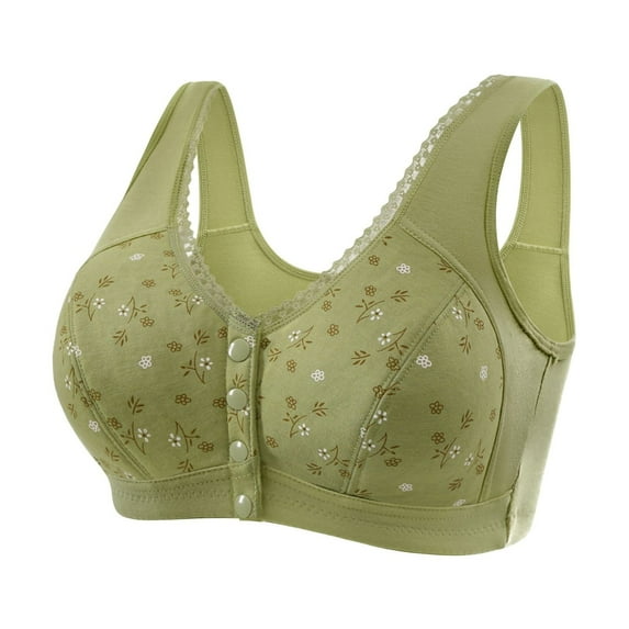ATENAR Supportive Bras for Women,Wireless Bras for Women,Bras for Women,Breathable,Comfort Fit,Printed,Cotton,Green,XL(US:10)