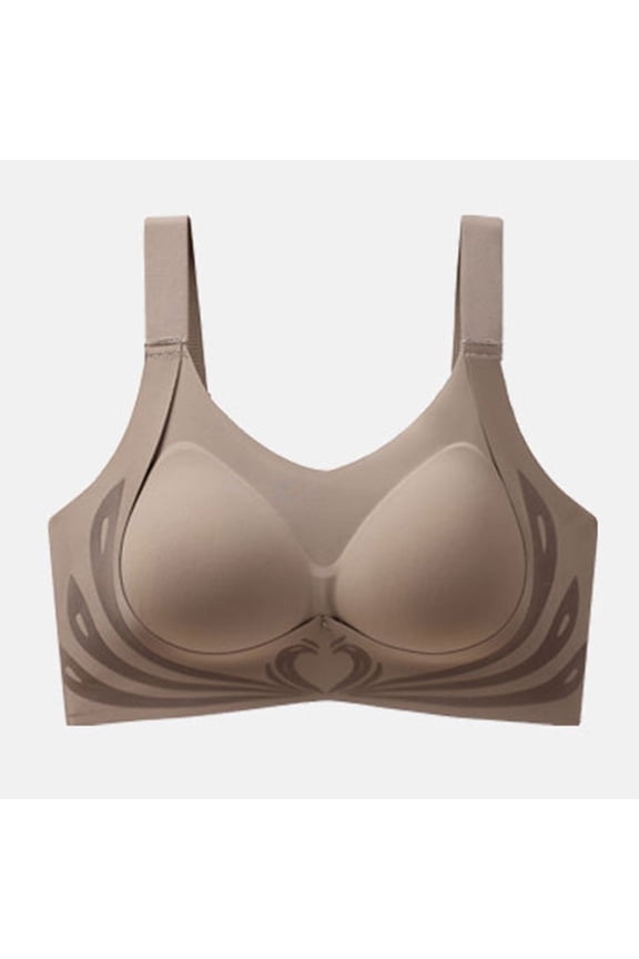 Supportive Bras for Women,Wireless Bras for Women,Bras for Women,Breathable,Comfort Fit,Solid,Polyester,Coffee,5XL