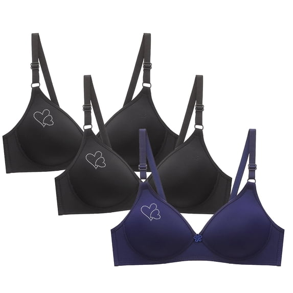 ATENAR Supportive Bras for Women,Wireless Bras for Women,Bras for Women,Stretch Fabric,Breathable,Solid,Nylon,Spandex,Navy,XL(US:10)