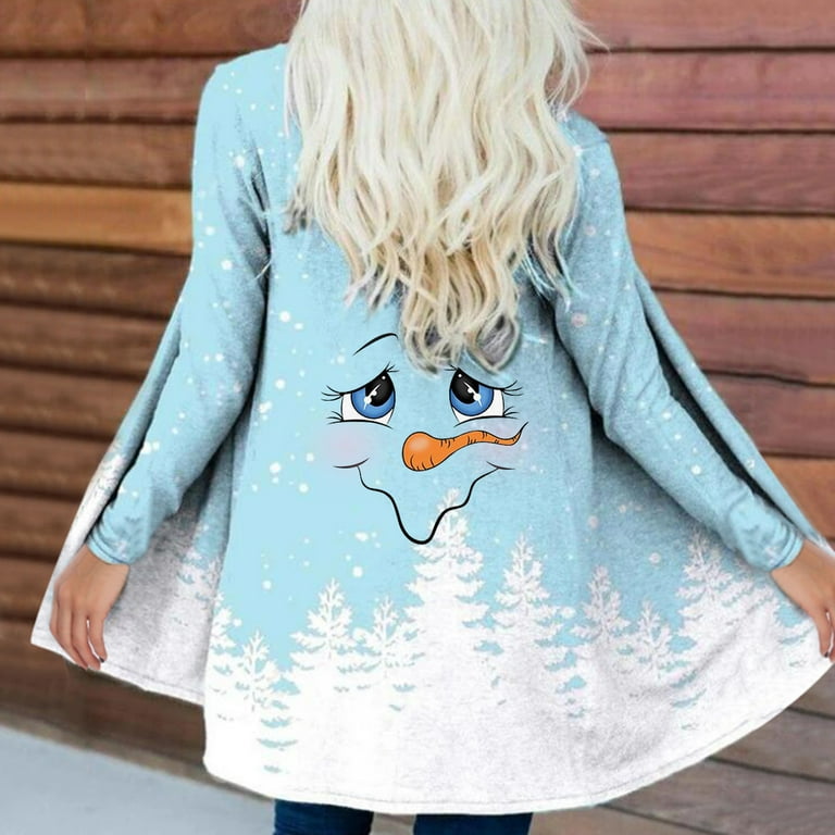 WJHWSX Sweaters for Women Cardigan Open Front Slim 90s Snowman