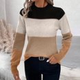 thumbnail image 1 of ATENAR Sweaters for Women,Plus Size Sweaters,Crew Neck,Breathable,Solid,Soft,Brown,L, 1 of 6