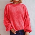 thumbnail image 1 of ATENAR Sweaters for Women,Fall Sweaters,Crew Neck,Soft,Solid,Polyester,Red,L(US:8), 1 of 6