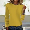 thumbnail image 1 of ATENAR Soft Sweaters for Women,Womens Sweaters,Crew Neck,Soft,Solid,Knitting Cotton,Yellow,M, 1 of 6