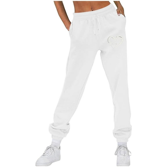 TAENAR Sweatpants for Women,Soft Joggers for Women,White Joggers Women,Stretch Fabric,Elastic Waistband,Printed,M(US:6)