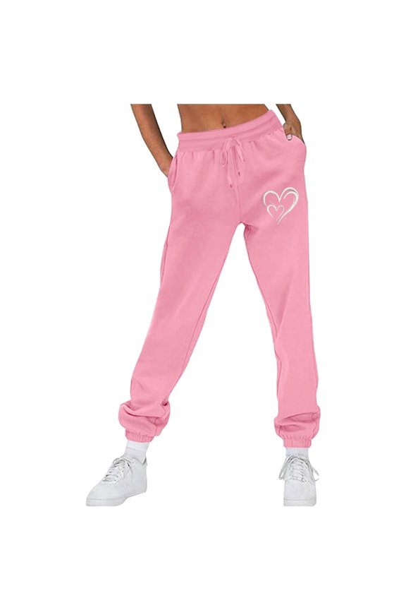 TAENAR Sweatpants for Women,Soft Joggers for Women,Elastic Waistband,Comfort Fit,Printed,Pink,S(US:4)