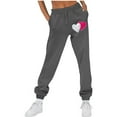thumbnail image 1 of WJHWSX Sweatpants Women,Women's Joggers,Women Joggers,Comfort Fit,Breathable,Printed,Polyester,Dark Gray,M(US:6), 1 of 8