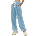 thumbnail image 1 of ATENAR Womens Pants,Sweat Pants,Breathable,Soft,Solid,Polyester,Cotton,Sky Blue,2XL(US:12), 1 of 9