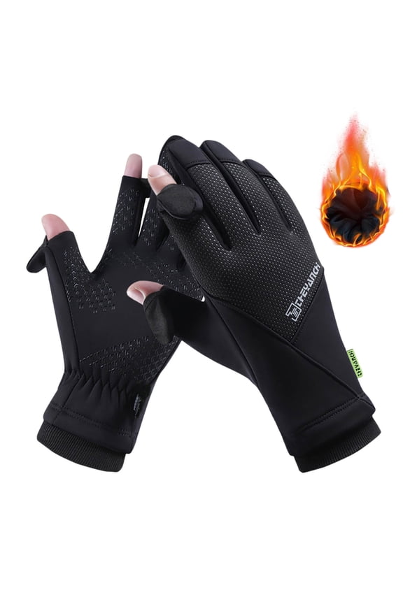 Unisex Winter Warm Gloves,Touch Screen Gloves,Thermal,Warm,Fleece,Printed,Oxford Cloth,Black,XL