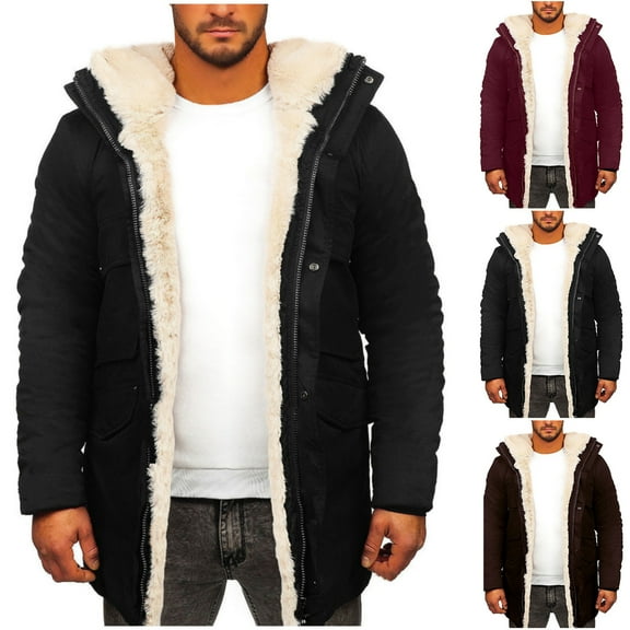 ATENAR Winter Coats for Men,Mens Winter Coats,Windproof,Insulated,Cold Weather,Solid,Cotton,Black,3XL(US:14)