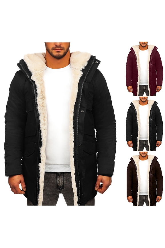 Winter Coats for Men,Mens Winter Coats,Windproof,Insulated,Cold Weather,Solid,Cotton,Black,3XL(US:14)