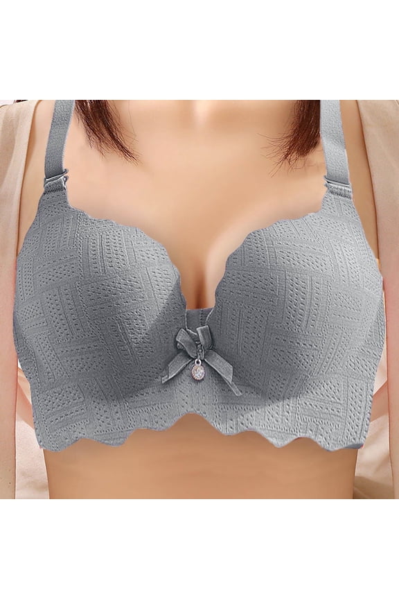 Wireless Bras for Women,Womens Bras,Breathable,Adjustable Strap,Solid,Acrylic,Gray,L