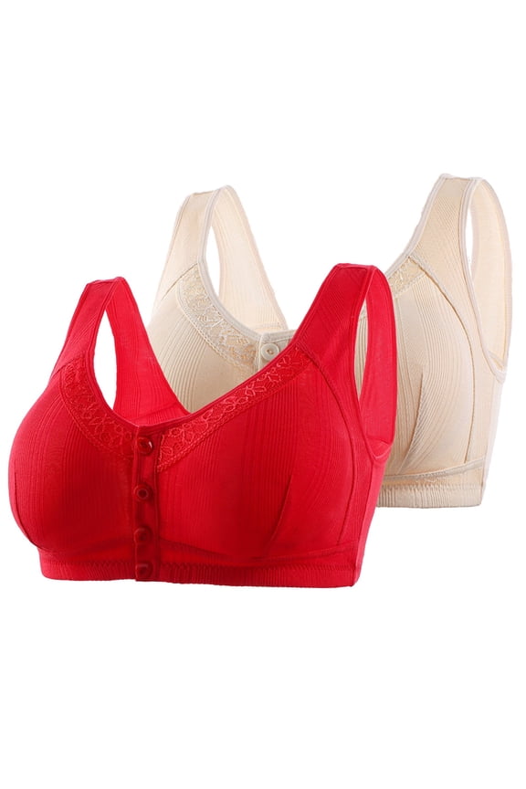 Wireless Bras for Women,Womens Bras,Breathable,Comfort Fit,Solid,Cotton,Red,44