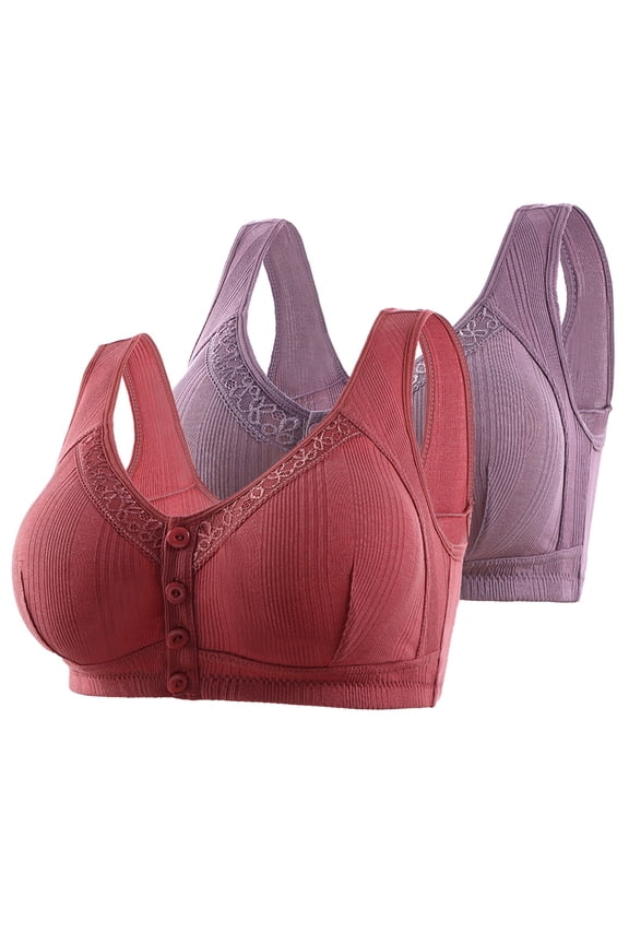 Wireless Bras for Women,Womens Bras,Breathable,Comfort Fit,Solid,Cotton,Wine,44