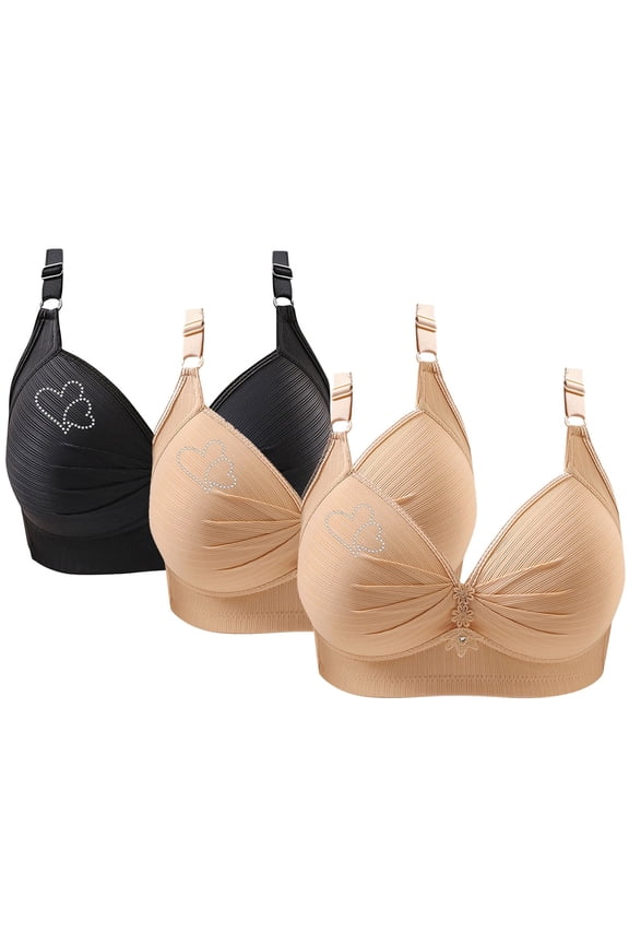 Wireless Bras for Women,Womens Bras,Breathable,Comfort Fit,Solid,Nylon,Black,4XL(US:18)