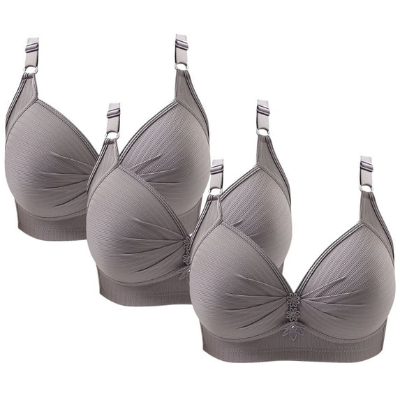 ATENAR Wireless Bras for Women,Womens Bras,Breathable,Comfort Fit,Solid,Nylon,Gray,2XL(US:12)