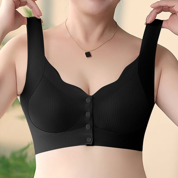 ATENAR Wireless Bras for Women,Womens Bras,Breathable,Comfort Fit,Solid,Nylon,Spandex,Black,XL