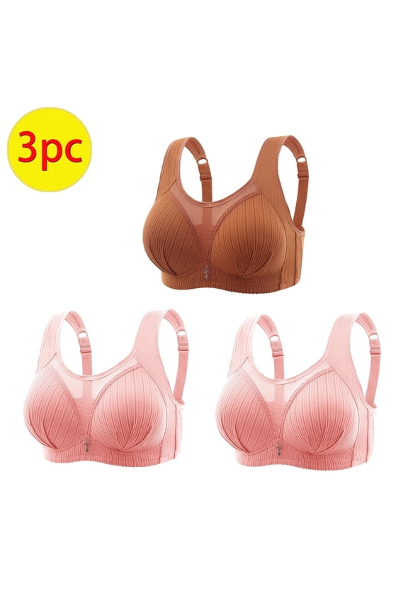 Wireless Bras for Women,Womens Bras,Breathable,Comfort Fit,Solid,Nylon,Spandex,Brown,L
