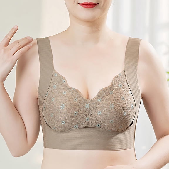 ATENAR Wireless Bras for Women,Womens Bras,Breathable,Comfort Fit,Solid,Nylon,Spandex,Coffee,XL(US:10)