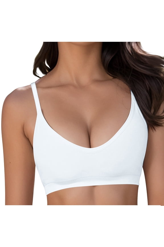Wireless Bras for Women,Womens Bras,Breathable,Comfort Fit,Solid,Nylon,Spandex,White,S(US:4)