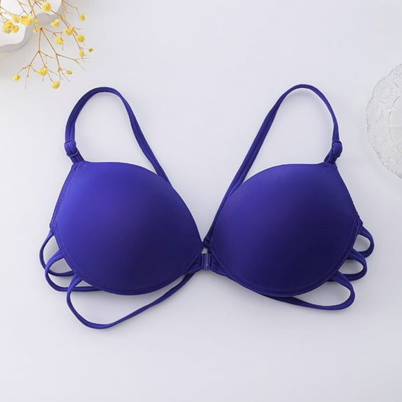 ATENAR Wireless Bras for Women,Womens Bras,Comfort Fit,Soft,Solid,Nylon,Spandex,Blue,L