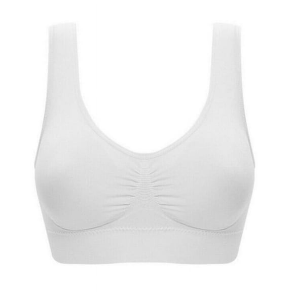 ATENAR Wireless Bras for Women,Womens Bras,Comfort Fit,Soft,Solid,Nylon,Spandex,White,M