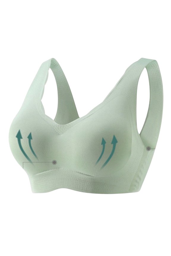 Wireless Bras for Women,Womens Bras,Comfort Fit,Soft,Solid,Polyester,Green,L(US:8)