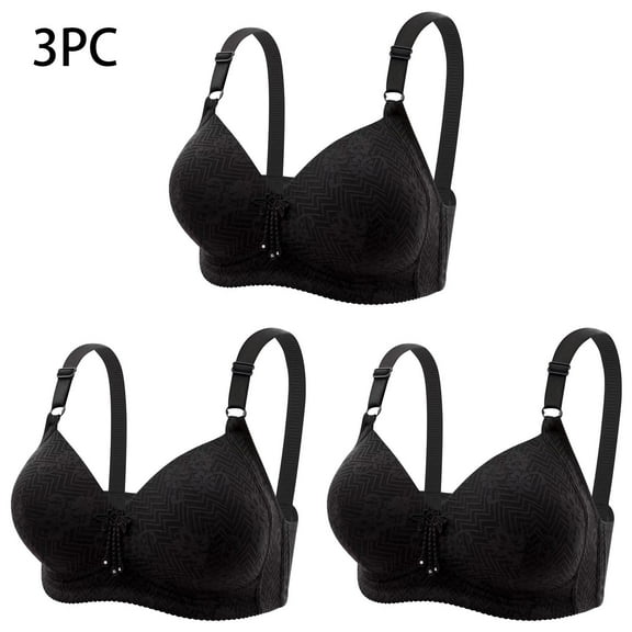ATENAR Wireless Bras for Women,Womens Bras,Soft,Adjustable Strap,Solid,Nylon,Spandex,Black,XL/90C