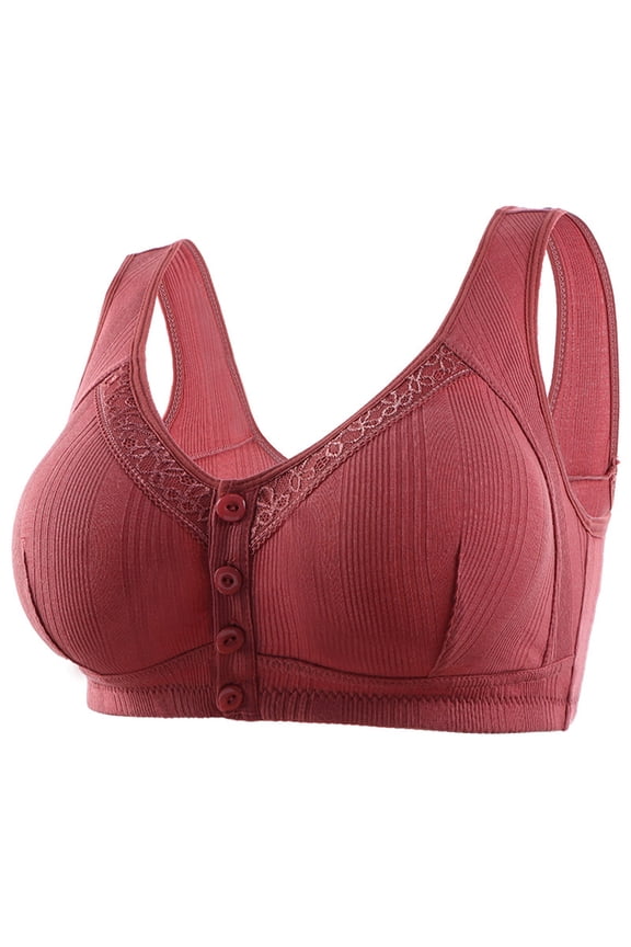 Wireless Bras for Women,Womens Bras,Soft,Stretch Fabric,Solid,Cotton,Wine,44