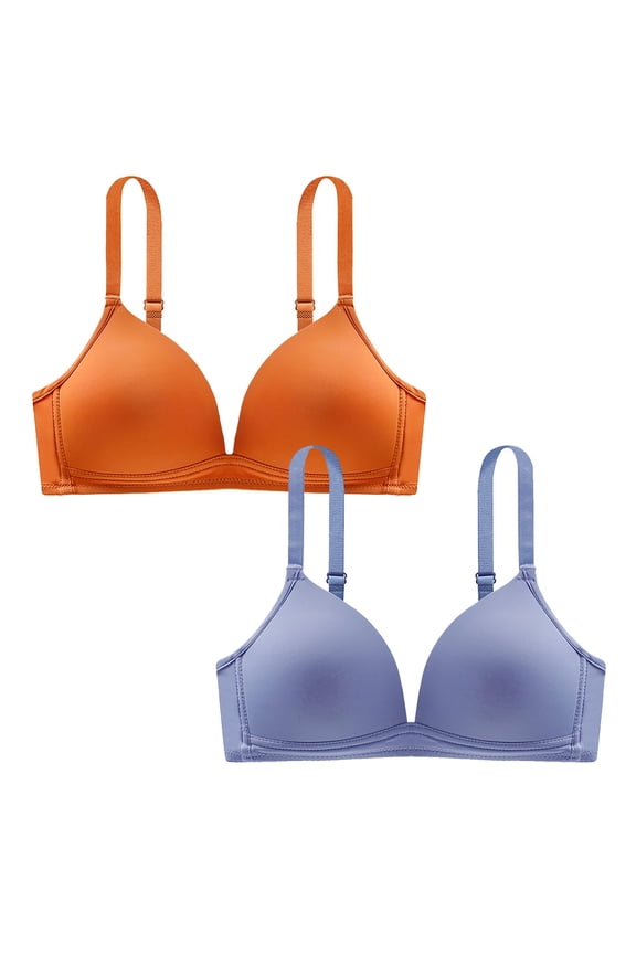 Wireless Bras for Women,Womens Bras,Soft,Stretch Fabric,Solid,Nylon,Spandex,Orange,XL(US:10)