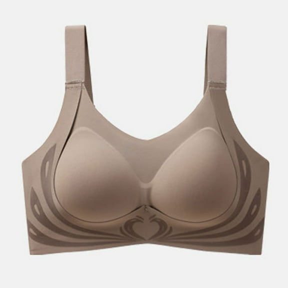 ATENAR Wireless Bras for Women,Womens Bras,Soft,Stretch Fabric,Solid,Polyester,Coffee,3XL