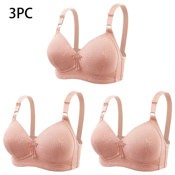 ATENAR Wireless Bras for Women,Womens Bras,Stretch Fabric,Adjustable Strap,Solid,Nylon,Spandex,Pink,L/85C