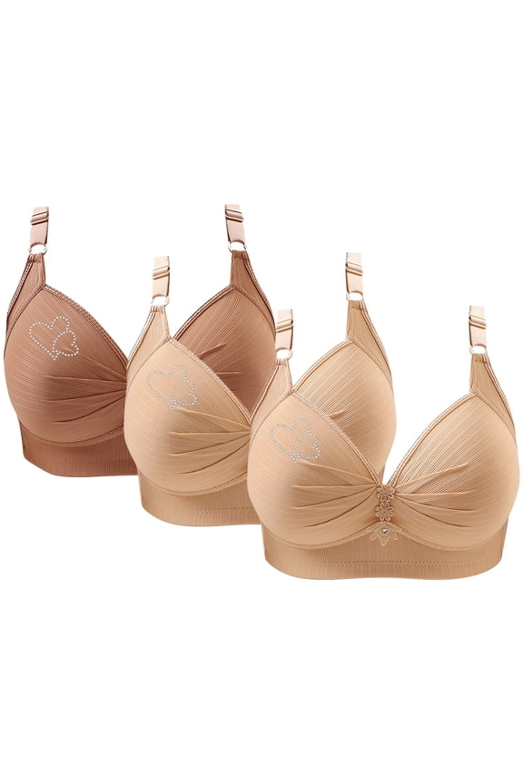 Wireless Bras for Women,Womens Bras,Stretch Fabric,Breathable,Solid,Nylon,Khaki,XS(US:4)