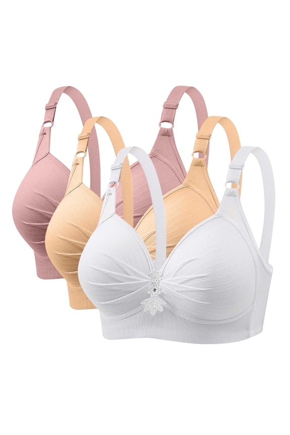 Wireless Bras for Women,Womens Bras,Stretch Fabric,Breathable,Solid,Nylon,Multicolor,L(US:10)