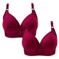 thumbnail image 1 of ATENAR Wireless Bras for Women,Womens Bras,Stretch Fabric,Breathable,Solid,Nylon,Red,4XL(US:16), 1 of 4