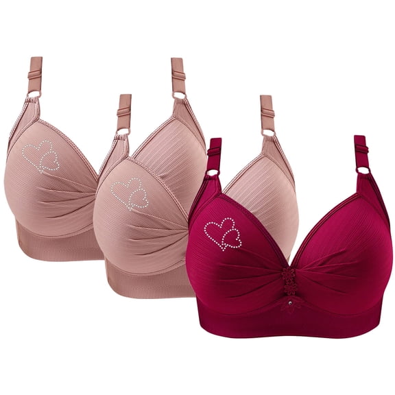 ATENAR Wireless Bras for Women,Womens Bras,Stretch Fabric,Breathable,Solid,Nylon,Red,XL(US:12)